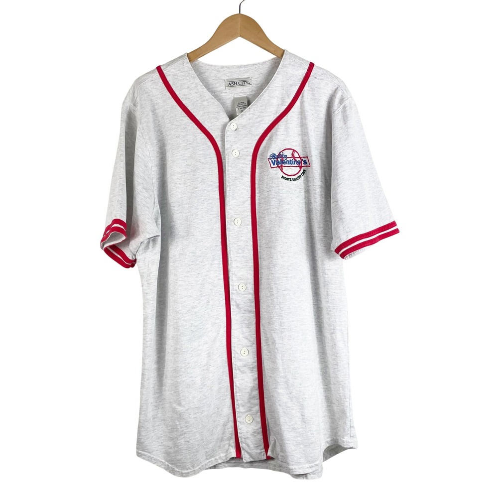 Vintage Bobby Valentines Sports Cafe Baseball Jersey Men's XL Gray Red Trim 90s